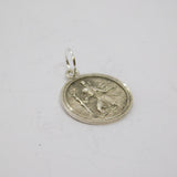 Sterling Silver Round St Christopher Travel Charm Pendant Vintage c1970