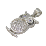 Sterling Silver Sparkling Owl Set Pendant Vintage c1990s