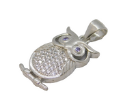 Sterling Silver Sparkling Owl Set Pendant Vintage c1990s