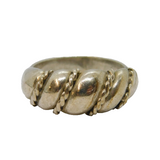 Sterling Silver Patterned Graduating Band Ring Vintage c1970 Size L