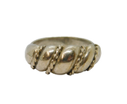 Sterling Silver Patterned Graduating Band Ring Vintage c1970 Size L