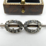 Victorian Sterling Silver Paste Set Double Circle Brooch Pin Antique c1890