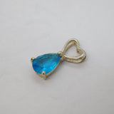 Sterling Silver Blue Topaz Drop Charm Pendant Vintage c1970s