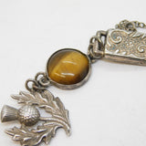 Scottish Sterling Silver, Agate Set Thistle Bracelet Antique c1920s