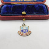 Sterling Silver and Enamel Potter Heigham Travel Charm Pendant Vintage c1970