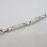 Sterling Silver Brushed Diamond Set Panel Form Contemporary Bracelet c2000