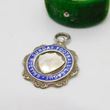 Sterling Silver Blue Enamel Brixton Football Fob Medal Antiqeu 1931 Birmingham