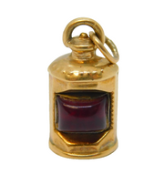 9ct Yellow Gold & Red Glass Port Ships Lantern Charm Vintage 1975 London