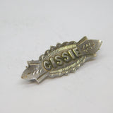 Victorian Sterling Silver 'Cissie' Patterned Christening Brooch Antique c1880's