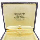 Antique Blue Faux Leather Jewellery Box 'Cozens of Taunton' Art Deco c1940