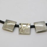 Yves Saint Laurent Sterling Silver Black Leather Necklace Vintage c1990 French
