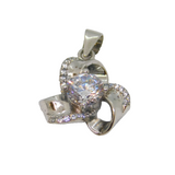 Sterling Silver CZ Set Floral Drop Charm Pendant Vintage c2000