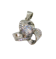 Sterling Silver CZ Set Floral Drop Charm Pendant Vintage c2000