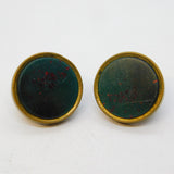 Victorian Pair of Gilt Metal & Bloodstone Stud Buttons Antique c1890s