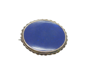 Sterling Silver Dark Blue Hardstone Oval Brooch Pin Vintage 1973 London