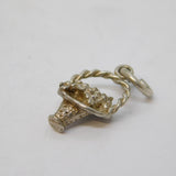 Sterling Silver Flower Basket Charm Pendant Vintage c1970