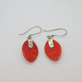 Pair of Sterling Silver Red Jasper Ellipse Studio Drop Earrings Vintage c1970
