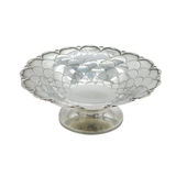 Art Deco Sterling Silver Fish Scale Pattern Pedestal Dish Antique Sheffield