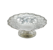 Art Deco Sterling Silver Fish Scale Pattern Pedestal Dish Antique Sheffield