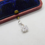 Sterling Silver Diamond Paste Flower Charm Pendant Vintage c1970