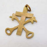19th Century Gilt Metal Crossed Keys of St. Peter Fob Pendant Antique c1880s