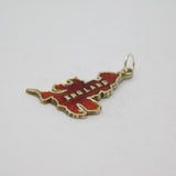 Sterling Silver Red Enamel England Map Outline Charm Pendant Vintage c1970s