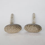 Handmade Pair of Sterling Silver Planished Gents Cufflinks Vintage London