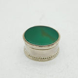 Sterling Silver & Jadeite Topped Pill Box Vintage c1970s