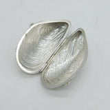 Italian .800 Silver Novelty Mussel Shell Trinket Box Vintage c1970s