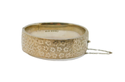 George V Sterling Silver Floral Jubilee Bangle Bracelet Antique 1935 Birmingham