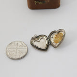 Sterling Silver Heart Shaped Locket Charm Pendant Vintage c1970