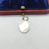 Sterling Silver Floral Small Tag Form Charm Pendant Vintage c1970