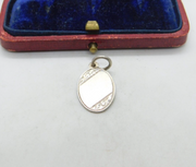 Sterling Silver Floral Small Tag Form Charm Pendant Vintage c1970
