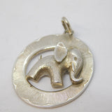 Sterling Silver Elephant Form Drop Pendant Vintage c1980