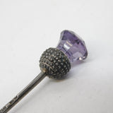 Edwardian Sterling Silver & Amethyst Scottish Thistle Button Hook Antique