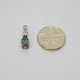 Sterling Silver White & Mystic Topaz Peardrop Charm Pendant Vintage c1970s