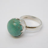 Sterling Silver Cabochon Blue Turquoise Statement Ring Vintage c1990