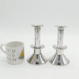 Arts & Crafts Sterling Silver Modernist Candlesticks Antique 1917 London