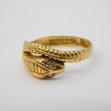 9ct Yellow Gold & Diamond Set Snake or Serpent Dress Ring Vintage London