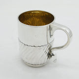 Victorian Art Nouveau Sterling Silver Christening Mug Antique 1891 Edinburgh