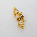 Edwardian 9ct Gold, Amethyst & Seed Pearl Lavalier Brooch Antique c1910