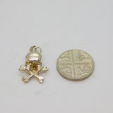 Sterling Silver Skull & Crossbones Charm Pendant Vintage c1970s