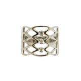 Sterling Silver Diamond Pattern Triple Stone Set Ring Modern c2000 Size P 1/2