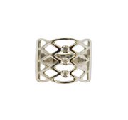 Sterling Silver Diamond Pattern Triple Stone Set Ring Modern c2000 Size P 1/2