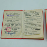 Pair of Antique Red Card Norfolk Council Driving Licences 1934-1939 Art Deco
