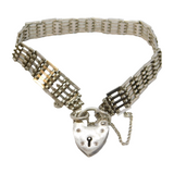 Sterling Silver Gate Link Heart Lock Clasp Charm Bracelet Vintage Birmingham