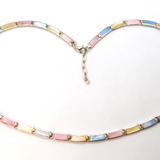 Sterling Silver Colourful Dyed Natural Shell Panel Necklace Vintage c1990's