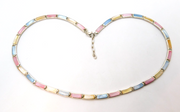 Sterling Silver Colourful Dyed Natural Shell Panel Necklace Vintage c1990's