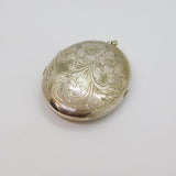 Sterling Silver Large Oval Floral Double Locket Pendant Vintage 1968 Birmingham