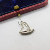 Sterling Silver Sailing Yacht Charm Pendant Vintage c1970